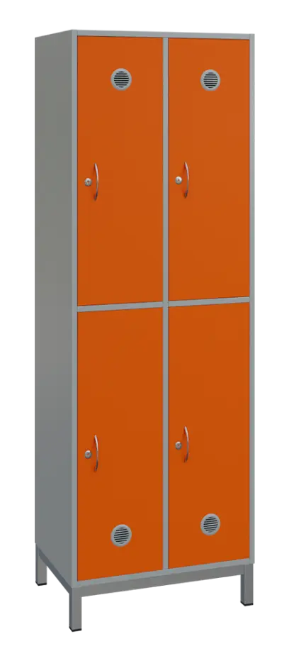 SBS-2222 šatní skříň 4-boxová, 1800x600x400 mm, kovové nohy, korpus šedý, dvířka pomeranč